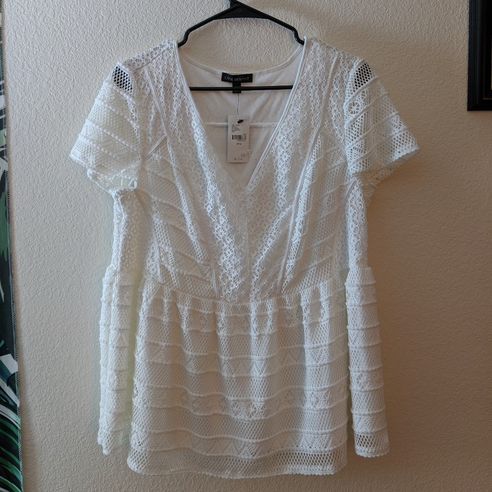 Lane Bryant White Lace Blouse